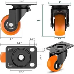hinglaj Castor Wheels Heavy Duty Furniture Pads Office bed wheels Moving Caster Braking and Locking Furniture Caster image 2