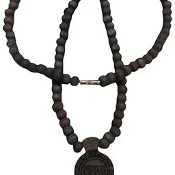 idolsplace Handcrafted wooden locket featuring intricate Shri Krishna in traditional Mayur Wood Pendant Set-picture-17