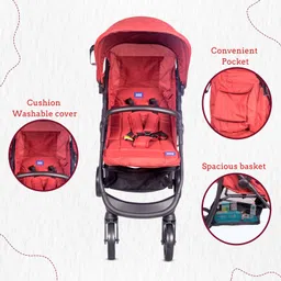 meemee Premium Baby Pram with Reversible Handle,Locking Wheels,for 0-3 Years Baby/Kids Stroller image 5