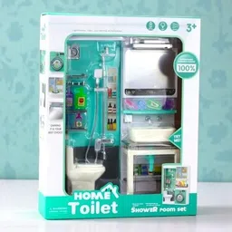 sarasi Kids Home Toilet & Shower Playset with Sink, Mirror & Accessories , Light Sound image 5