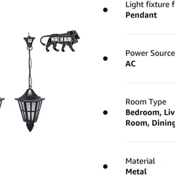 areezo Metal Black Hanging Pendant Light For Decorative(Bulb is Not Includ) (PACK OF 3) Pendants Ceiling Lamp image 3