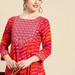 Sangria Striped Thread Work Anarkali Kurta-picture-24