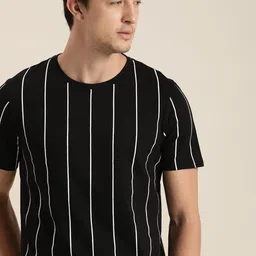 INVICTUS Men BlackWhite Striped Round Neck Pure Cotton T-shirt-image-66