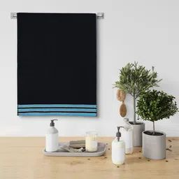 Urban Magic Navy Blue Solid 380 GSM Cotton Bath Towel-picture-36