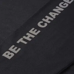 here&now HERENOW Men Black Solid Round Neck Pure Cotton T-shirt with Printed Detail image 2