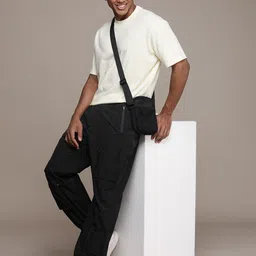 FCUK Men Solid Mid-Rise Regular Cargo Joggers image 5