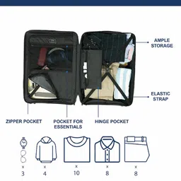 CARRIALL Striped Hard Sided Large Trolley Suitcase image 2
