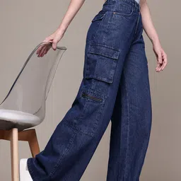 The Roadster Lifestyle Co. Women Wide Leg High-Rise Pure Cotton Jeans-image-30