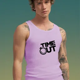 Uniplanet store Printed Round Neck Gym Vest UVM-TIME-OUT-PRPL-S-image-94