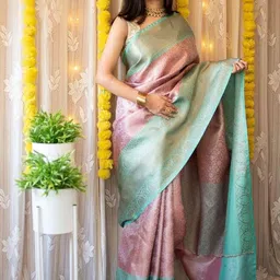 Anouk Woven Design Zari Silk Blend Banarasi Saree image 5