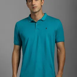 Louis Philippe Sport Textured Polo Collar Slim Fit Pure Cotton T-Shirt-picture-25