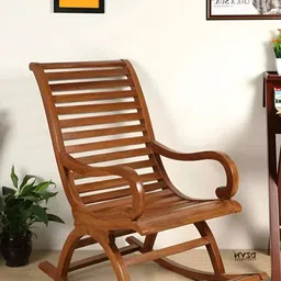 DZYN Furnitures Boston Brown Teak Wood Rocking Chair-picture-33