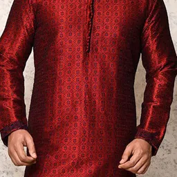 RANAK Men Regular Mandarin Collar Kurta with Churidar image 3
