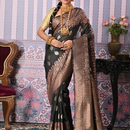 Anouk Rustic Ethnic Motifs Linen Blend Chanderi Saree-picture-11