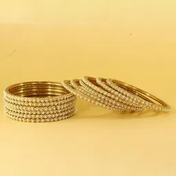 NMII Set Of 12 Beaded & Moti Work Glass Bangles image 2