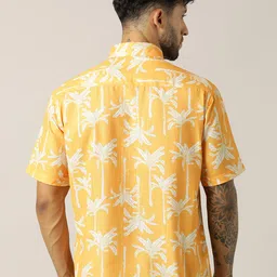 Paper Cut Relaxed Fit Floral Printed Spread Collar Linen Shirt image 4