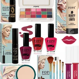 FOPE Set Of 15 Foundation Compact Mascara Lipstick Nail Polish & Brush Set-picture-17