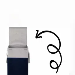 Aura Grey & Blue Foldable Laundry Bag with Lid & Handles-68 L image 3