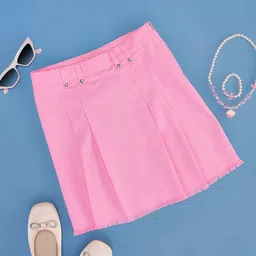 Pantaloons Junior Solid Pleated Skirt - Lilac Chiffon-image-55