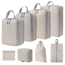 House of Quirk Compression Packing Cubes for Travel 8 Set Packing Cubes Travel Organizer Compressible Travel Essentials Packing Organizers Travel Essentials-Beige-picture-20