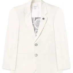 CAVIO Full Sleeves Solid Blazer With Text Printed Tee Set - White-image-45