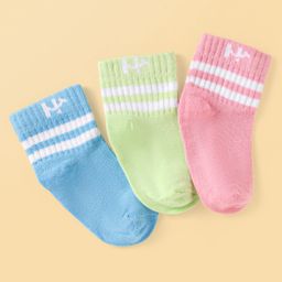 Honeyhap Premium Cotton Knit Ankle Length Bamboo Spandex Bio Finish Socks with Stripes & Brand Logo Design Pack of 3 - Pink Lime & Blue-picture-15