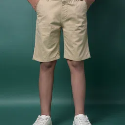 CRIMSOUNE CLUB Cotton Woven Solid Shorts - Beige-picture-41