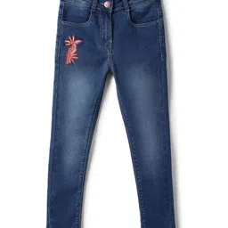 Tales & Stories Denim Woven Bird Embroidered Washed Jeans - Blue-picture-37