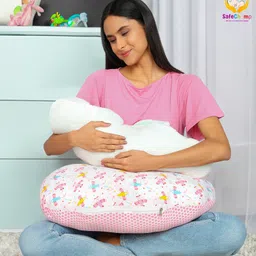 SafeChamp Lite Air Baby Feeding Pillow And 4 Piece - Bed Set With Pillow And 2 Bolsters And Bedding Set Combo (Pack - 3) (Pink) image 2