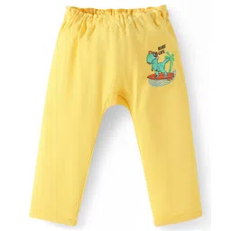 Doodle Poodle Interlock Knit Full Length Diaper Leggings With Stripes & Surfing Print Pack of 3 - Yellow White & Light Blue image 2