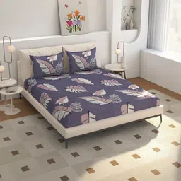 NEW TOWN Multicoloured 210 TC Cotton Fitted Queen Bedsheets With 2 Pillow Covers-image-64