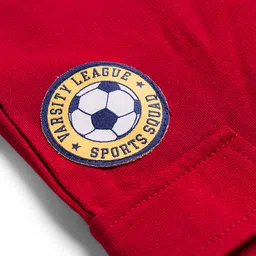 Babyhug French Terry Knit Full Length Lounge Pant With Text Print - Red image 3