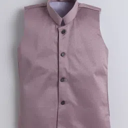 Fourfolds Jacquard Woven Full Sleeves Floral Embroidered Sequins Embellished Sherwani With Pant & Jacket Set - Mauve image 5
