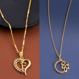 Boghra Sales Set Of 2 Gold-Plated Brass American Diamond Chain image 1