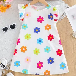 White World Girls Flutter Sleeve A-Line Dress-picture-45