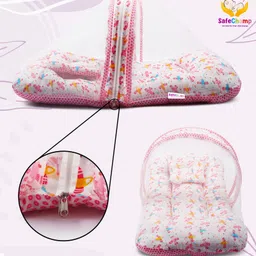 SafeChamp Lite Air Baby Feeding Pillow And 4 Piece - Bed Set With Pillow And 2 Bolsters And Bedding Set Combo (Pack - 3) (Pink) image 5