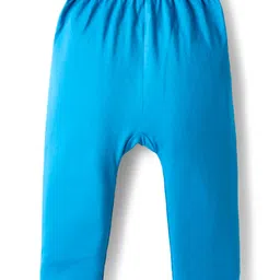 Babyoye 100% Cotton Eco Jiva Finish Full Length Diaper Leggings With Stripes & Teddy Print Pack of 2 - Light Blue & White image 5