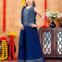 Aarika Girls Embroidered Mirror Work Ready to Wear Lehenga & Blouse With Dupatta image 2