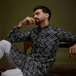 Anouk Men Geometric Embroidered Gotta Patti Kurta image 4