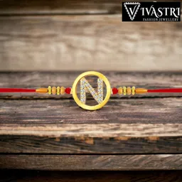VIVASTRI 'N' Letter Beaded Thread Rakhi-picture-15