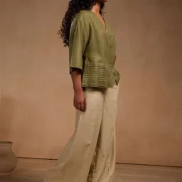 Chhaya Gandhi Design Studio V-Neck Three Fourth Sleeves Top With Palazzos Co-Ords image 4