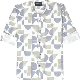 CHARCHIT Boys Comfort Slim Fit Geometric Printed Spread Collar Cotton Casual Shirt image 2