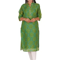 PARTH SY FASHION Women Green Organic Cotton Straight Kurtas-picture-10