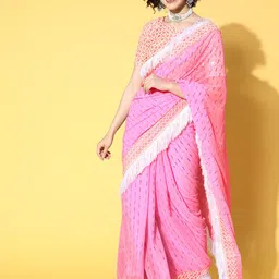 Mitera Striped Pure Georgette Saree with Solid border image 2