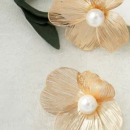 Celestique Pearls Studded Floral Shaped Studs image 1