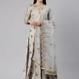 flaher Floral Jacquard Ethnic Gown-image-7