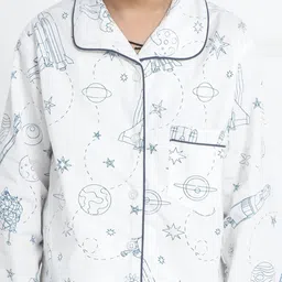 berrytree Boys Printed Pure Cotton Shirt & Pyjama Night suit image 3