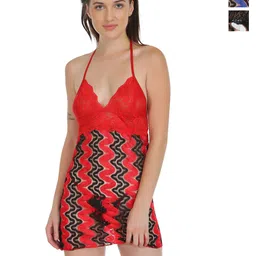 samvar Women Red,Blue,Black Net Lace Baby Doll Hot Nighties Honeymoon Dress Newly Married Couples-picture-19