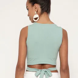 BAESD Ribbed Waist Tie-Ups Detail Tank Crop Top image 2