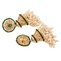 Saraf RS Jewellery Green Contemporary Jhumkas Earrings image 3